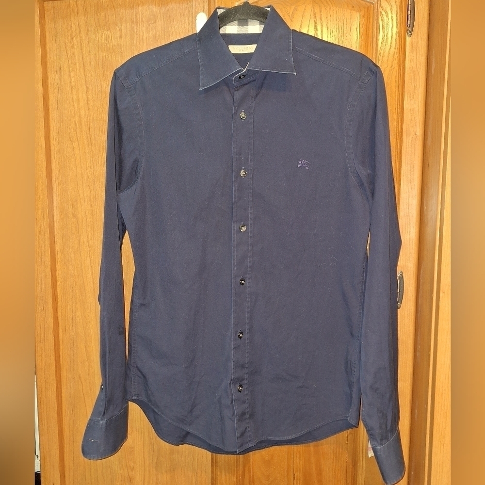 A Burberry Brit long sleeve Button-down men's small shirt in cotton blend.